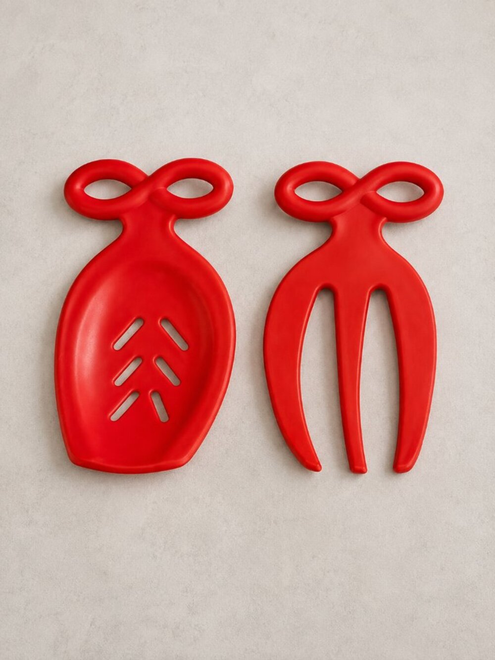 Extra Hands Mixers Red Salad Servers Tossing Utensils Spoon Fork Set
